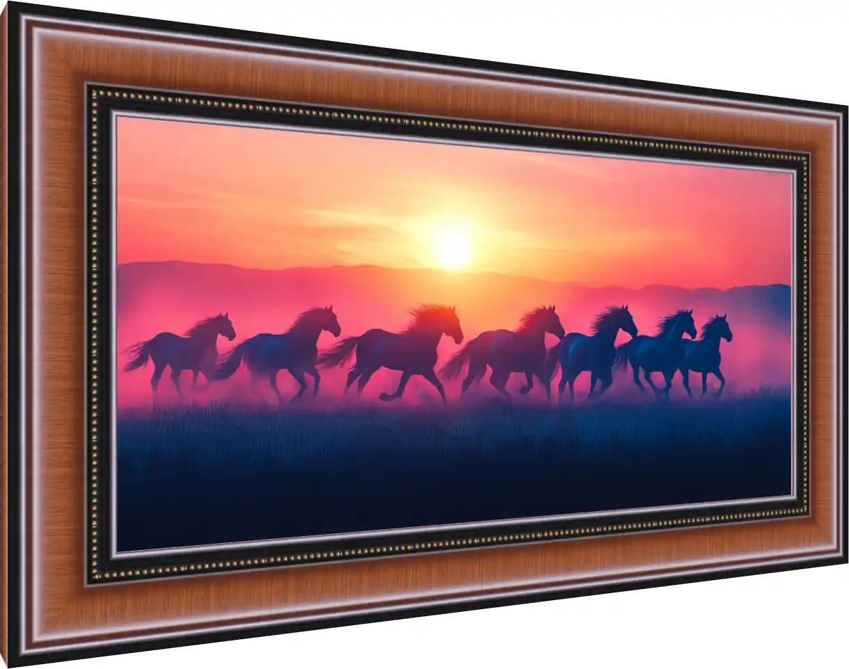 Lucky Seven Horses Generative AI Wall Art — photo frame preview | PrintPosters.in